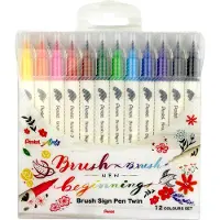 Pentel Brush Sign Pen Twin 12 Kpl