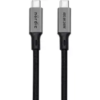 NÖRDIC 3m USB4 USB-C–C nylonpunoskaapeli PD3.1 240W 40G 8K60Hz 4K144Hz harmaa
