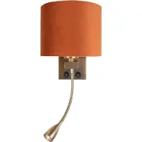 QAZQA Wandlamp bronze met flexarm en kap oranje met gouden binnenkant 18cm - Brescia Combi