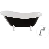 Besco Kylpyamme Otylia B&W 160, Musta/Valkoinen+Valkoinen, mukana klik-klak-kromattu sifoni