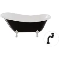 Besco Kylpyamme Otylia B&W 170, Musta/Valkoinen+Kromi, mukana musta Klik-klak-sifoni