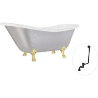 Besco Kylpyamme Otylia Glam 170, Silver+Gold, sifonilla ja ylivuodolla Klik-klak Black