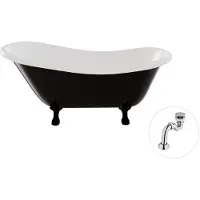 Besco Kylpyamme Otylia B&W 170, Black/White+Black, klik-klak-kromisella sifonilla