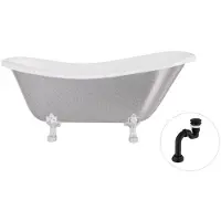 Besco Kylpyamme Otylia Glam 160, Silver+Chrome, mustalla Klik-klak-sifonilla