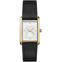 Rosefield Heirloom Modern White Dial Gold Black Leather HWBLG-H06