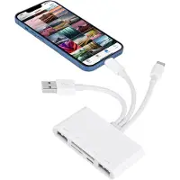 NÖRDIC USB-A, USB-C ja Lightning Kortinlukija 2 korttipaikkaa SD, MicroSD 2xUSB-A 3.0 1xLightning UHS-I