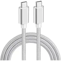 NÖRDIC 2m USB C 3.1 USB C Nylon Braid Cable Quick Lataus 3A Gen1 5Gbps Power Delivery PD 60W Valkoinen