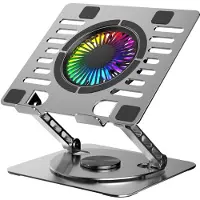 NÖRDIC kannettavan tietokoneen pidike RGB-tuulettimella pyörivällä alustalla ja 2 USB-portilla