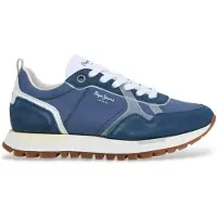 Pepe Jeans for man. PMS400035 Ari Road Shoes blue (46), Fabric, Flat, Laces, Casual