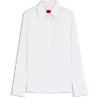 HUGO for woman. 50554568 Slim Fit Twill Shirt white (32), Casual, Cotton, Classic, Long sleeve