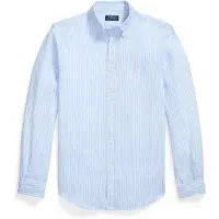 Ralph Lauren for man. 710B15594005 Linen shirt with blue Custom Fit Stripes (XL), Casual, Long sleeve
