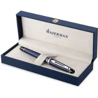 Waterman Expert Fountain Pen Blue Lacquer with Palladium trim Stainless steel Medium Nib Blue Ink Gift Box
