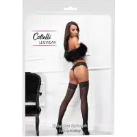 Cottelli collection Cottelli Legwear Flirt mustat stay-up-sukat pitsireunalla L