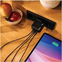 Verbatim 165W GaN-verkkovirtalaturi, 3x USB-C PD3.1/3.0 140+100+65W, 1x USB-A QC3 30W, musta