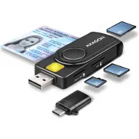 Axagon Älykortinlukija, USB-A/C, SD/mSD/MMC/SIM-kortinlukija, musta