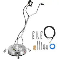 Vevor 22 tuuman pintapuhdistin tasainen pintapuhdistin painepesurille 4000 psi paine 3/8 pikaliittimellä pintapuhdistin pyörillä 10.5GPM ruostumattomasta teräksestä valmistettu pyörivä tanko, 3 suutin