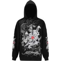 Ed Hardy Collegepaita 'Death Or Glory Love' harmaa / punainen / musta / valkoinen