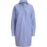 Ralph Lauren Striped Cotton Broadcloth Shirtdress - Blue - 40