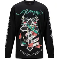 Ed Hardy Paita ruohonvihreä / burgundin punainen / musta / valkoinen