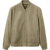 Mango Suede-Effect Bomber Jacket - Khaki green - XXL