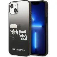 Karl Lagerfeld Gradient Ikonik Karl & Choupette Musta iPhone 14 Plus -kotelo