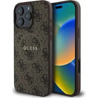 GUESS iPhone 16 Pro Max 4G värillinen rengaskotelo - MagSafe-yhteensopiva - ruskea