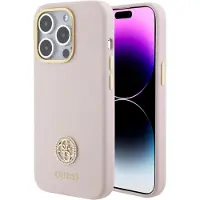GUESS iPhone 15 Pro Max Kuori Liquid Silicone Metal Logo Vaaleanpunainen