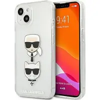 Karl Lagerfeld Glitter Karl & Choupette Head - Kotelo iPhone 13 minille (hopea)