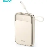 BWOO 10000mAh Powerbank PD 20W sisäänrakennetulla USB-C-kaapelilla - kultainen