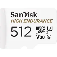 SanDisk High Endurance microSDXC 512GB U3 V30 (R100 / W40 MB/s) - muistikortti valvontakameraan