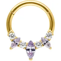 Wildcat Marquise Hinged Septum Clicker -lävistysrengas - Kultainen metalli, Laventelinpunainen
