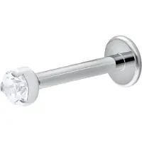 Wildcat Single Crystal Push-Fit Labret - lävistyskoru - 9,0 mm, Valkokulta, 2,0 mm