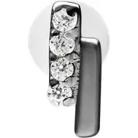 Wildcat Crystal Double Bar Push Fit Labret - 7,0 mm, Musta metalli
