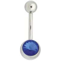 Wildcat Double Jewelled Navel Bananabell - napakoru - 1,6 mm, 10,0 mm, Safiirin sininen, Hopeinen metalli