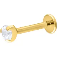 Wildcat Single Crystal Push-Fit Labret - lävistyskoru - 14,0 mm, Kultainen metalli, 3,0 mm
