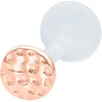 Wildcat Medium Circle Hammered Push Fit Labret - 9,0 mm, Rožnato Zlata