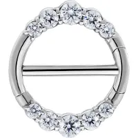 Wildcat Double Crystal Hinged Nipple Clicker - nännikoru - 12,0 mm, Hopeinen metalli