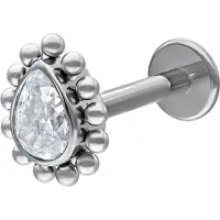 Wildcat Crystal Teardrop Push-Fit Labret - lävistyskoru - 6,0 mm, Valkokulta