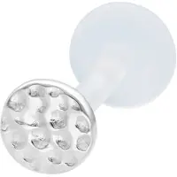 Wildcat Medium Circle Hammered Push Fit Labret - 9,0 mm, Srebrna