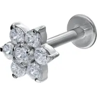 Wildcat Crystal Flower Push-Fit Labret - lävistyskoru - 6,0 mm, Valkokulta