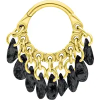 Wildcat Dangling Crystals Clicker - Lävistysrengas - Kultainen metalli, Musta