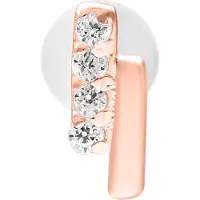 Wildcat Crystal Double Bar Push Fit Labret - 8,0 mm, Ruusukultainen metalli
