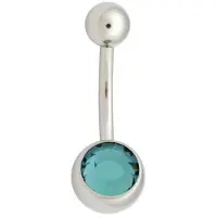 Wildcat Double Jewelled Navel Bananabell - napakoru - 1,6 mm, 12,0 mm, Zirkonin sininen, Hopeinen metalli