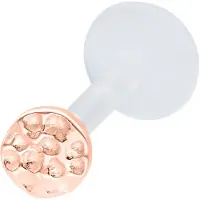 Wildcat Little Circle Hammered Push Fit Labret - 5,0 mm, Ruusukultainen metalli