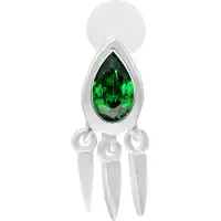 Wildcat Green Emerald Push Fit Labret - 11,0 mm, Hopeinen metalli