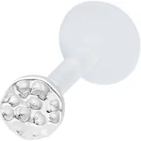 Wildcat Little Circle Hammered Push Fit Labret - 5,0 mm, Hopeinen metalli