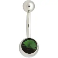 Wildcat Double Jewelled Navel Bananabell - napakoru - 1,6 mm, 6,0 mm, Smaragdin vihreä, Hopeinen metalli