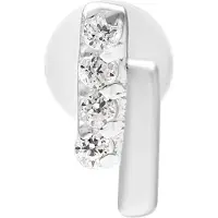 Wildcat Crystal Double Bar Push Fit Labret - 5,0 mm, Hopeinen metalli