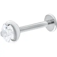 Wildcat Single Crystal Push-Fit Labret - lävistyskoru - 8,0 mm, Valkokulta, 4,0 mm