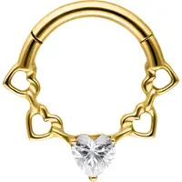 Wildcat Crystal Hearts Septum Clicker -lävistysrengas - Kultainen metalli